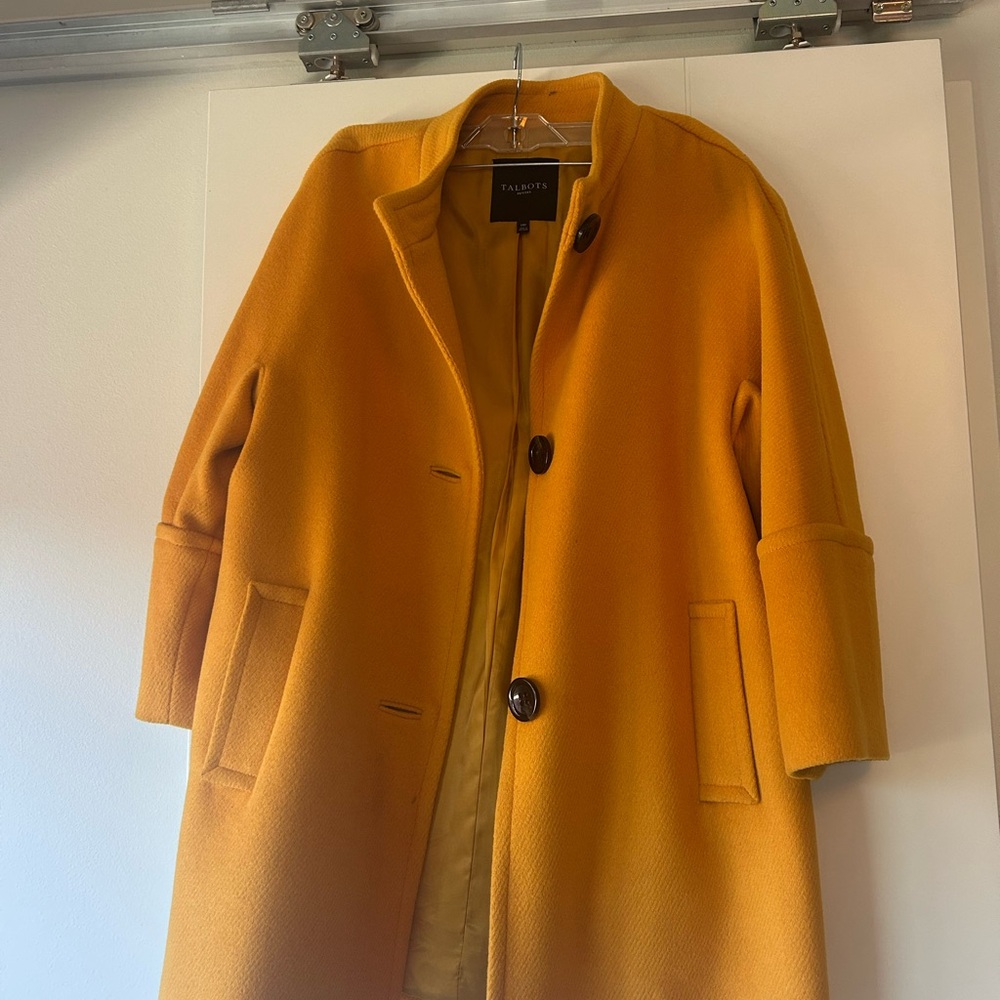 Talbots Yellow Pea Coat Wool Blend Mid-Length